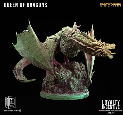 Queen of Dragons Miniature - Female Dragon Rider | DnD 5e Dragon Miniature | 32mm Scale - Plague Miniatures