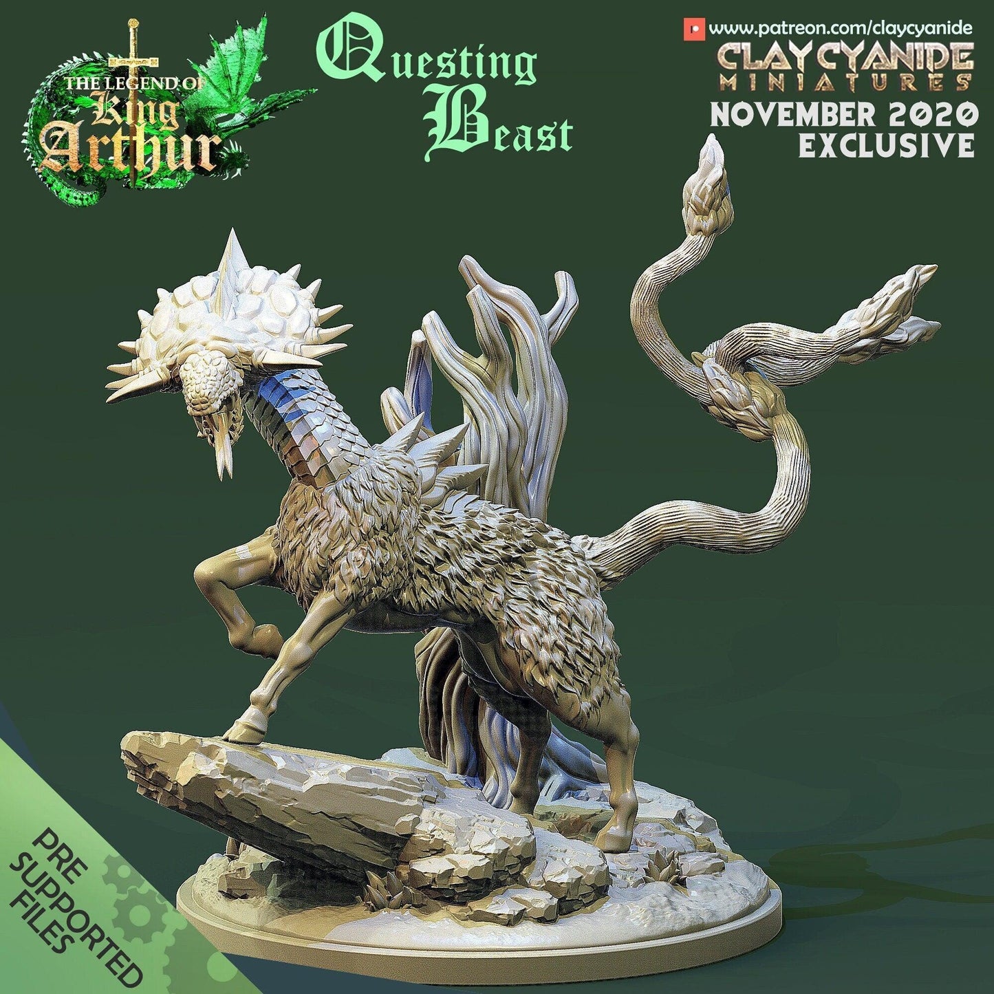 Questing Beast Miniature | Mythical Creature for Legendary Tabletop Adventures | 32mm Scale - Plague Miniatures