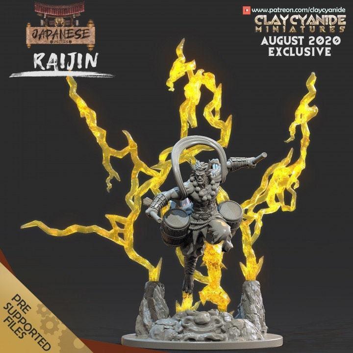 Raijin Miniature | Thunderous Japanese God of Lightning | 32mm Scale ...