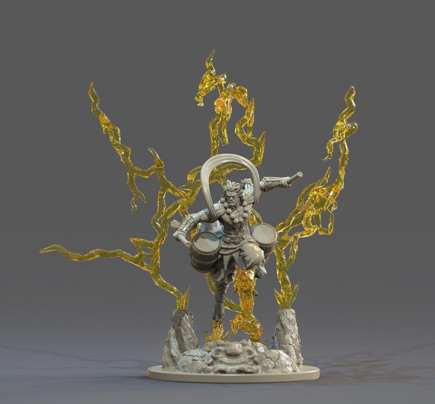 Raijin Miniature | Thunderous Japanese God of Lightning | 32mm Scale - Plague Miniatures