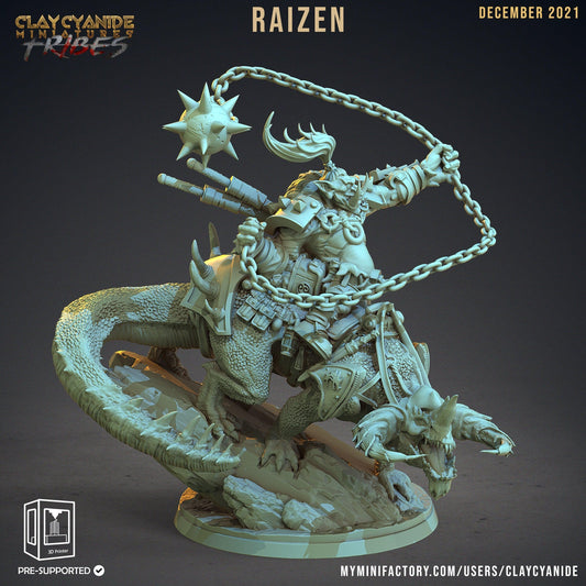 Raizen, Mounted Boss War Troll Miniature | Epic Encounters in Dungeons and Dragons | 32mm Scale - Plague Miniatures shop for DnD Miniatures