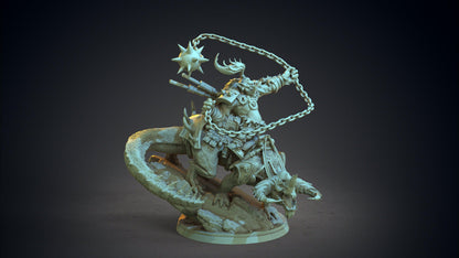 Raizen, Mounted Boss War Troll Miniature | Epic Encounters in Dungeons and Dragons | 32mm Scale - Plague Miniatures