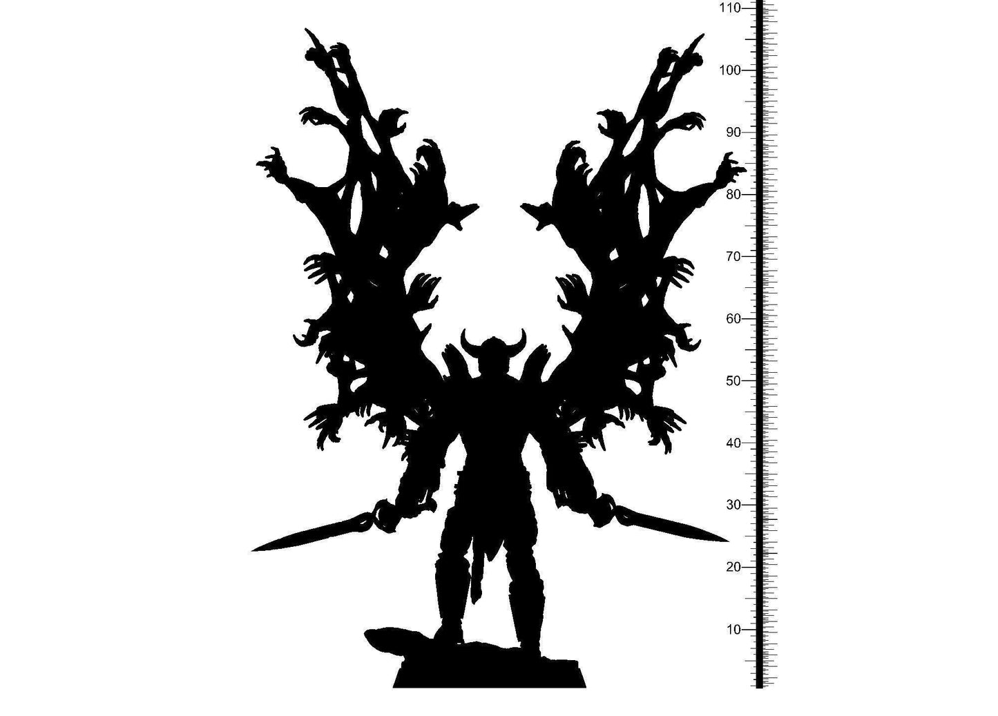 Ramganesh Demon Miniature | Muscular Demon Dual Wielding Swords with Wing-like Appendages | 32mm Scale - Plague Miniatures