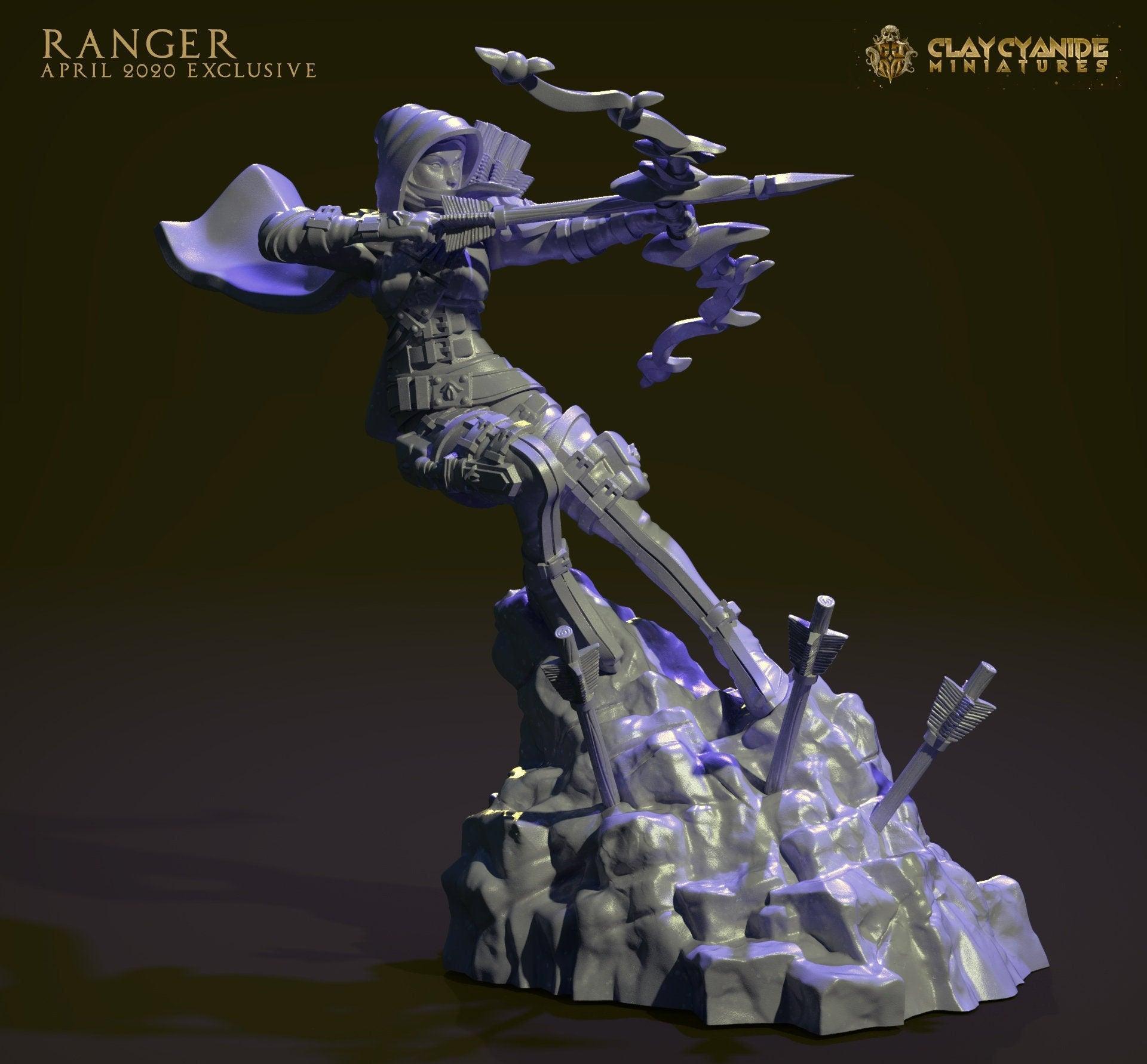 Ranger Miniature Hunter and Archer | DnD 5e Dungeons and Dragons Miniature | 32mm Scale - Plague Miniatures