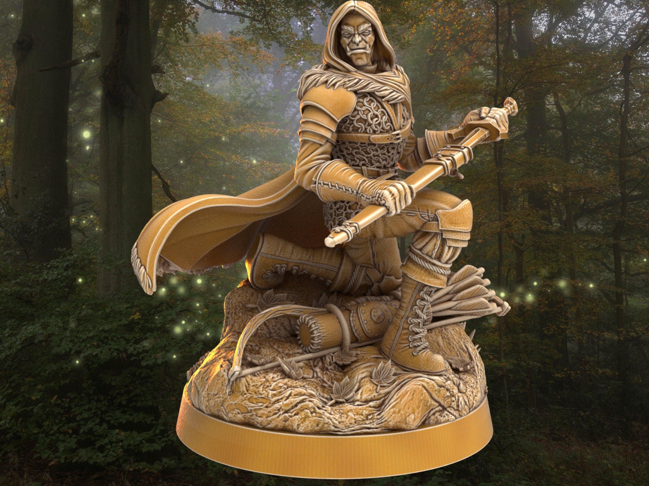 Ranger Miniature - Salgor Greybriar | Dragon's Forge | 32mm Scale DnD ...