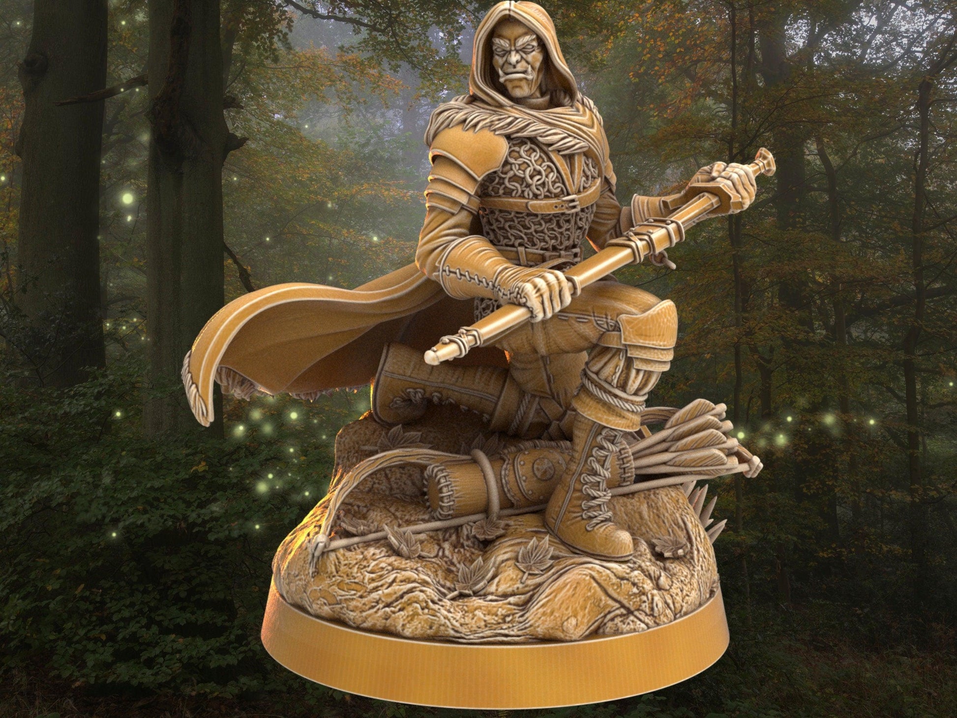 Ranger Miniature - Salgor Greybriar | Dragon's Forge | 32mm Scale DnD 5e | DnD ranger | DnD Miniature | Dungeons and Dragon - Plague Miniatures