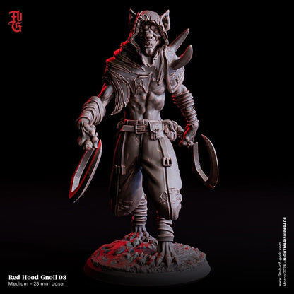 Red Hood Gnoll Miniatures | Hyena Gang Medium Fiend Monsters | 32mm Scale - Plague Miniatures