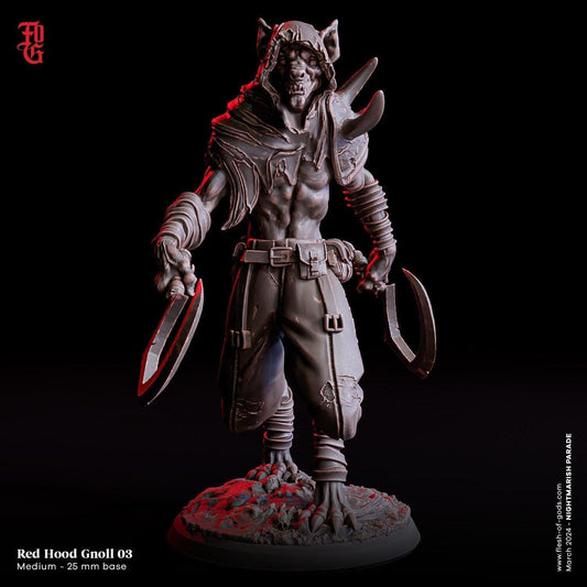 Red Hood Gnoll Miniatures | Hyena Gang Medium Fiend Monsters | 32mm Scale - Plague Miniatures