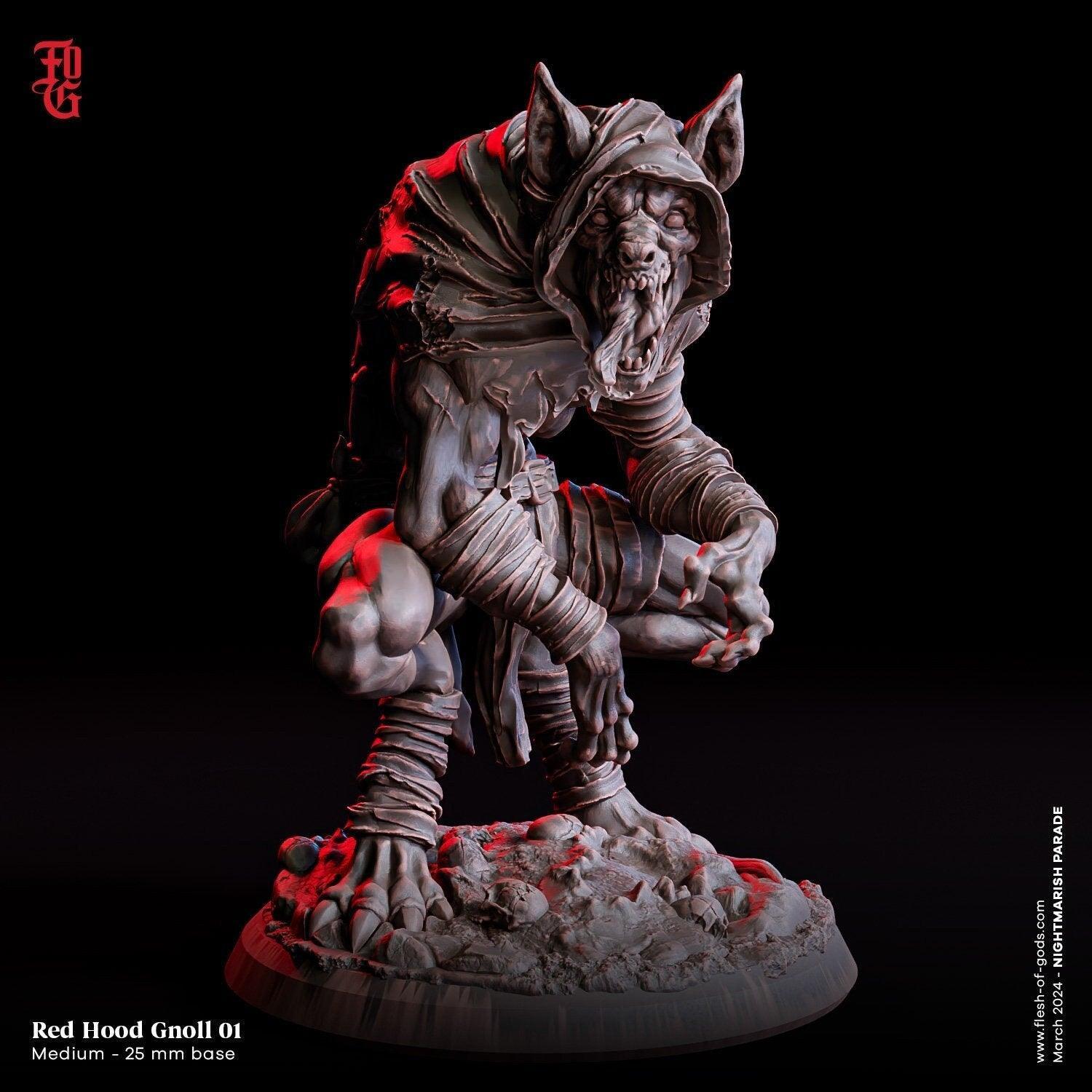 Red Hood Gnoll Miniatures | Hyena Gang Medium Fiend Monsters | 32mm Scale - Plague Miniatures