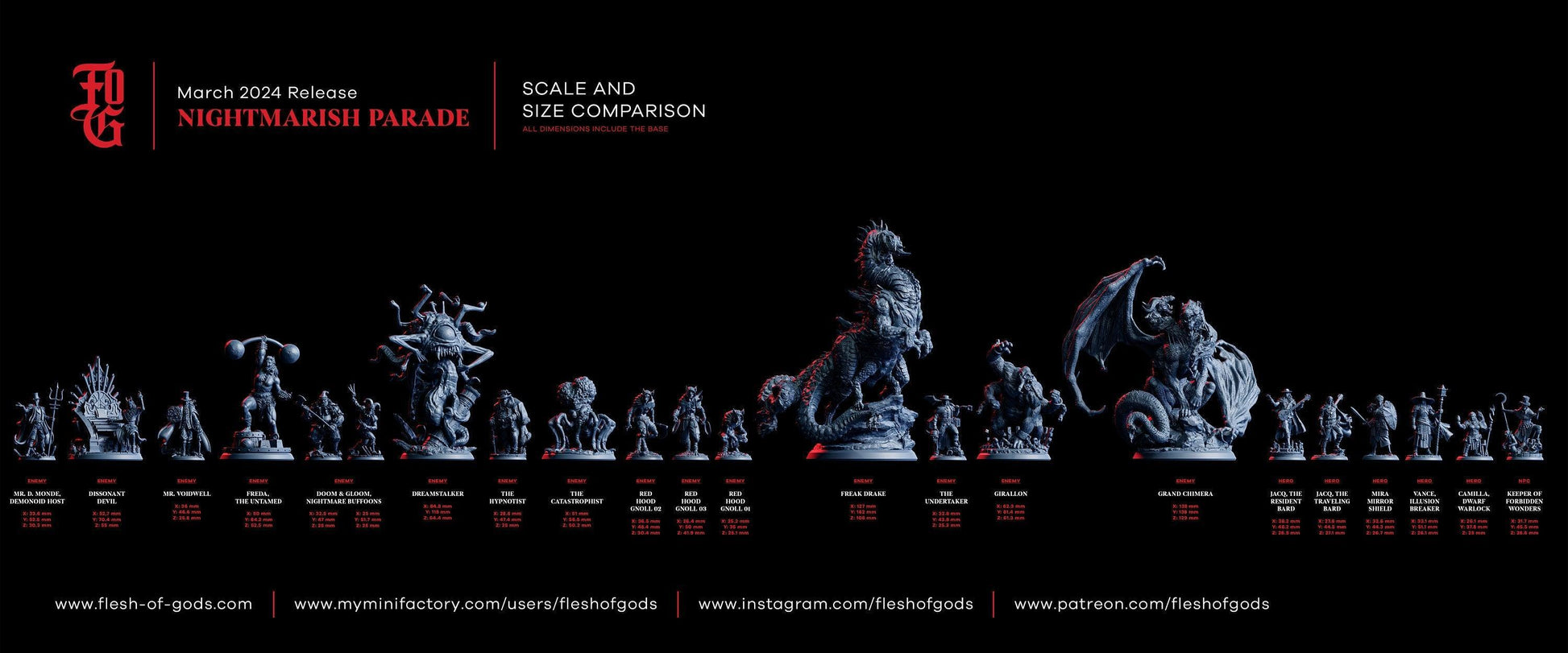 Red Hood Gnoll Miniatures | Hyena Gang Medium Fiend Monsters | 32mm Scale - Plague Miniatures