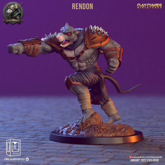 Rendon, Ratmen Miniature | Hagibis Rat Brute | 32mm Scale - Plague Miniatures