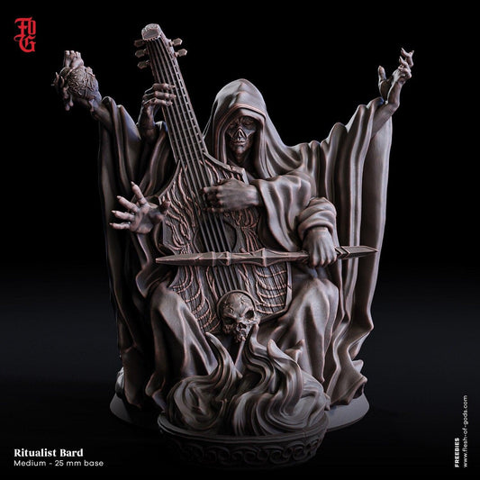 Ritualist Bard Miniature | Unearthly Melodies of the Abyss | 32mm Scale - Plague Miniatures