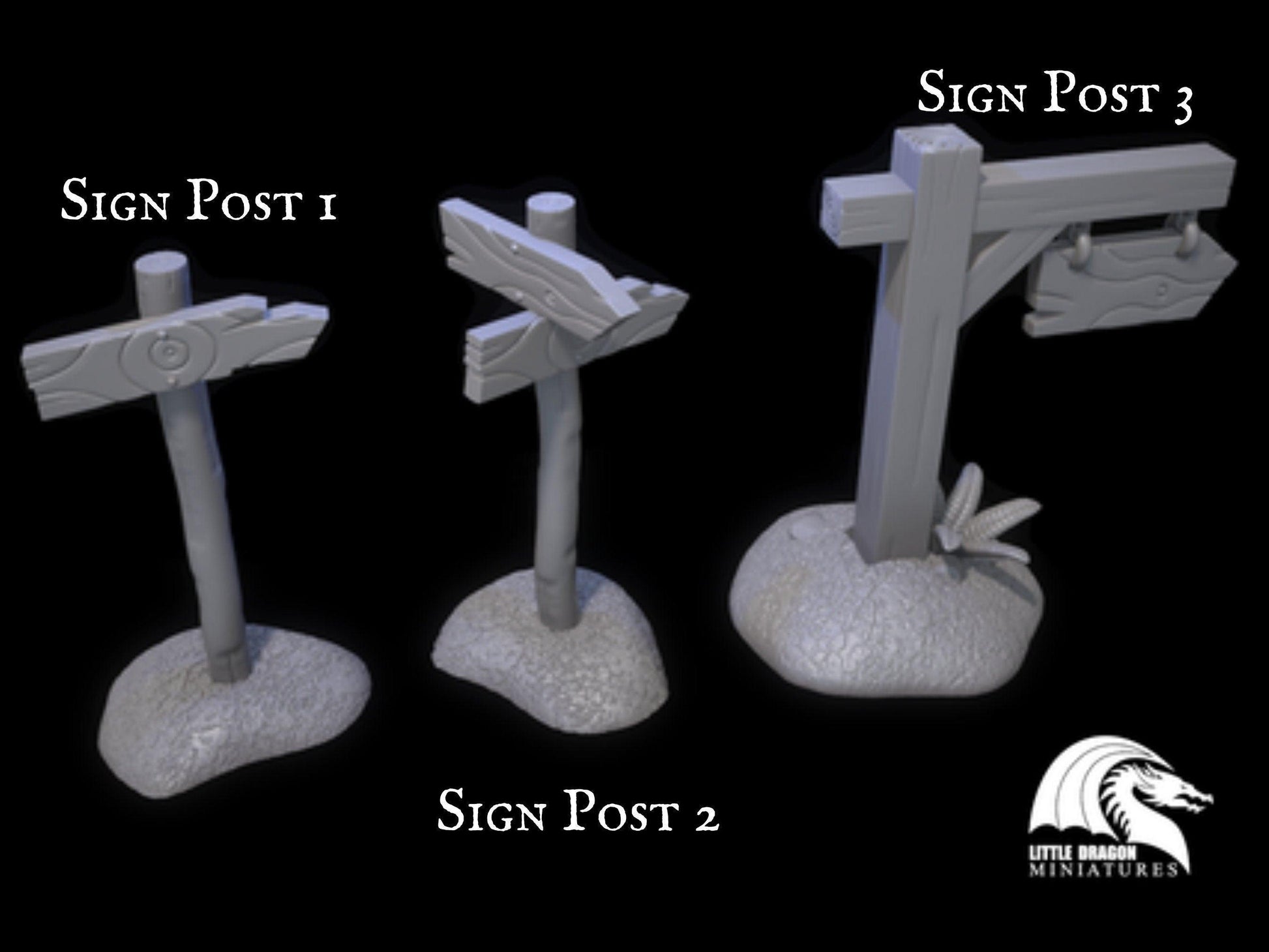 Road Sign Miniatures Terrain - 32mm Scale | Tabletop Gaming Accessories - Plague Miniatures