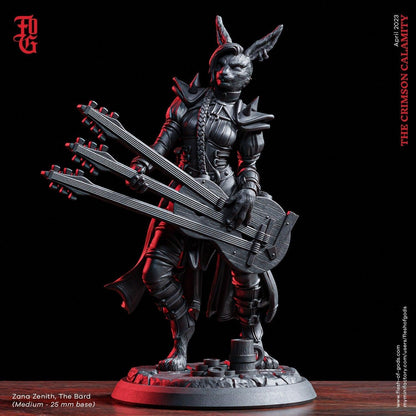 Robb Moon, Harengon Bard Miniature | Harmonious Harengon in DnD Adventures | 32mm Scale or 75mm Scale - Plague Miniatures