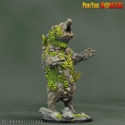 Rock Bear & Champion Rock Soldier Miniature Set | Stony Companions in Battle - Plague Miniatures