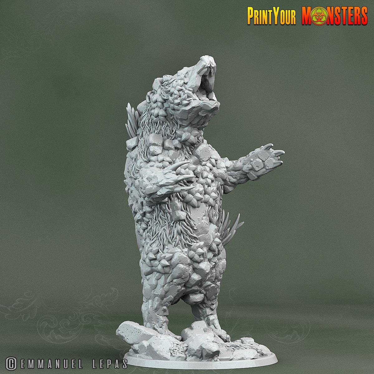 Rock Bear Miniature | Stone-Bound Guardian Beast - Plague Miniatures