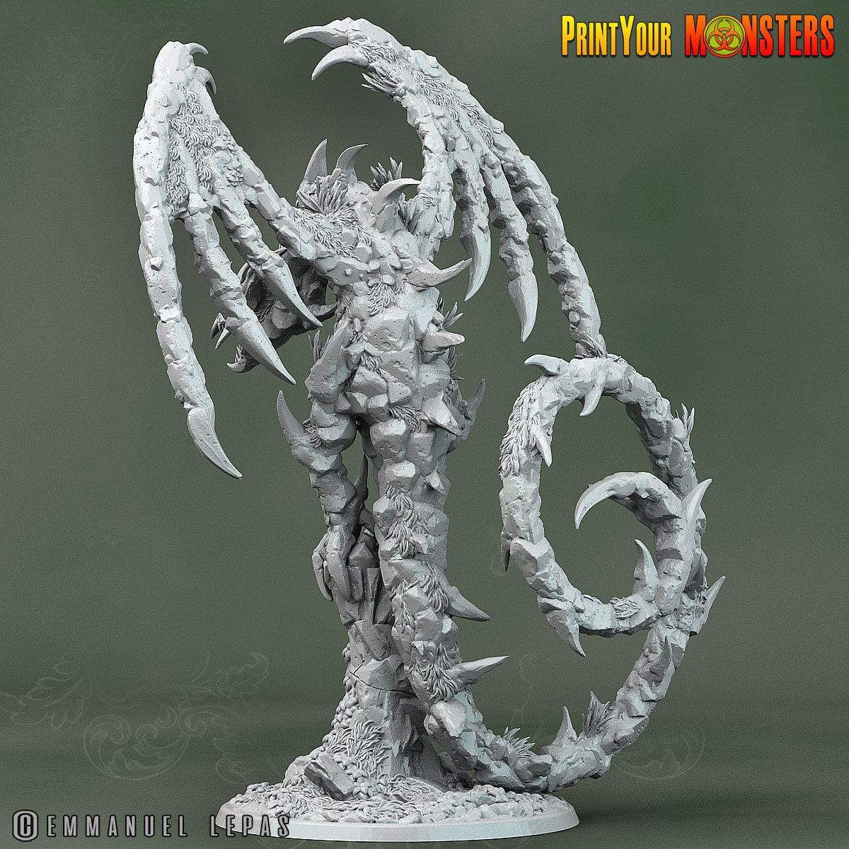 Rock Dragon Miniature | Stone-Born Monster Perched on Skull Rock - Plague Miniatures