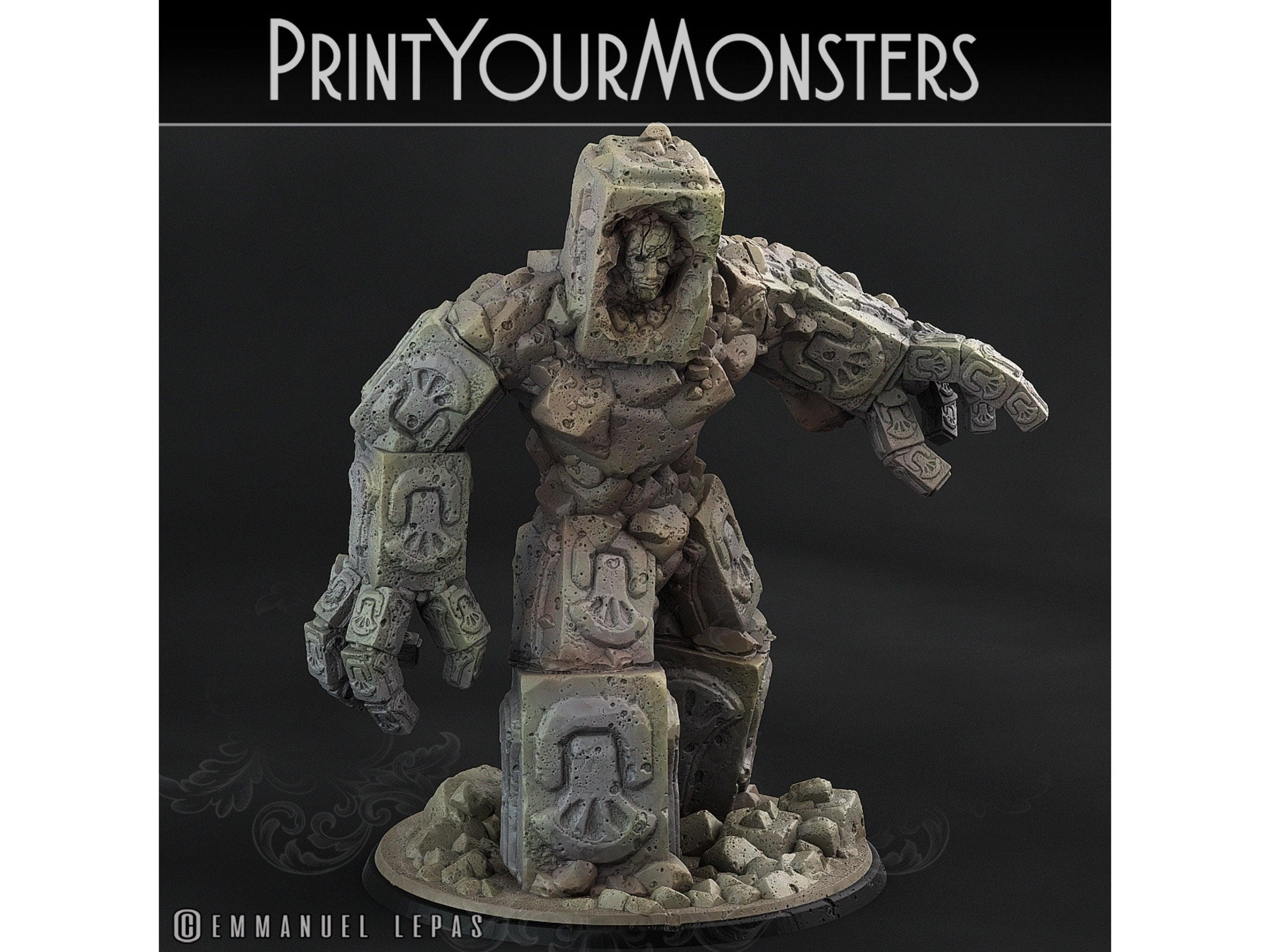 Rock Golem Construct Miniature | Earthbound Guardian for Tabletop Real ...