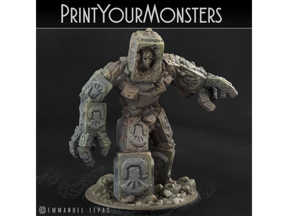 Rock Golem Construct Miniature | Earthbound Guardian for Tabletop Realms - Plague Miniatures