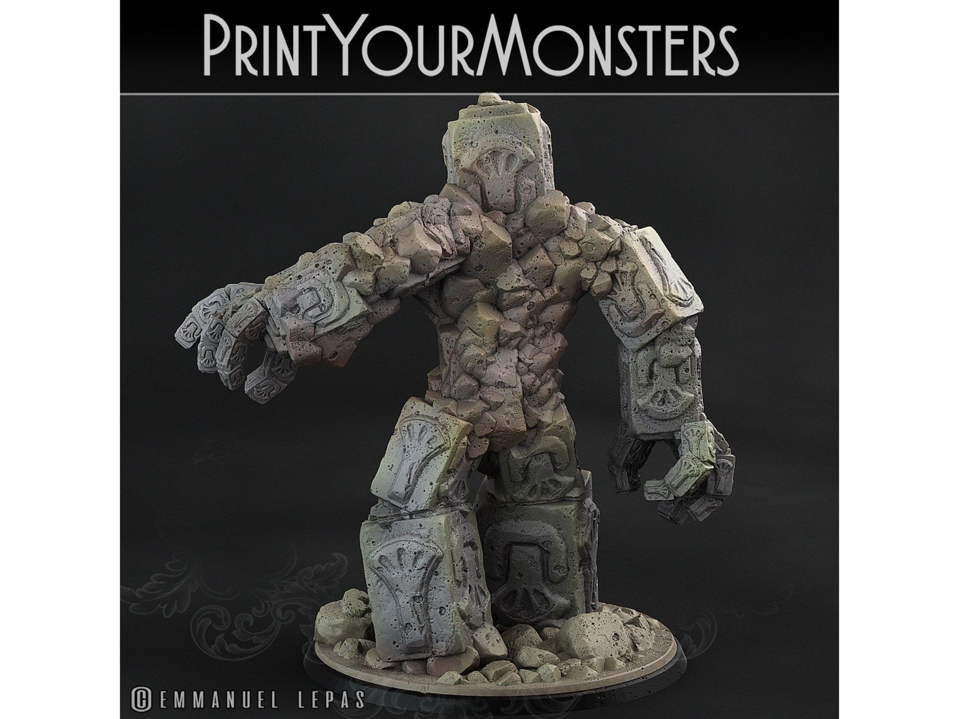 Rock Golem Miniature | Print Your Monsters | Tabletop gaming | DnD Miniature | Dungeons and Dragons, DnD 5e monster miniature - Plague Miniatures shop for DnD Miniatures