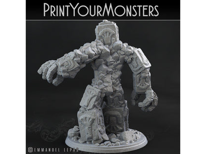 Rock Golem Construct Miniature | Earthbound Guardian for Tabletop Realms - Plague Miniatures