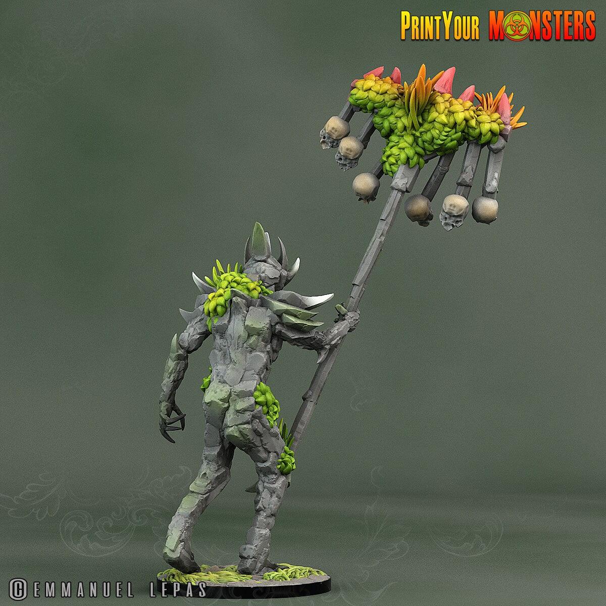 Rock Soldier Bannerman Miniature | Standard-Bearer of Elemental Might - Plague Miniatures