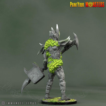 Rock Soldier with Hammer Miniature | Stone Guardian Forged in Battle - Plague Miniatures