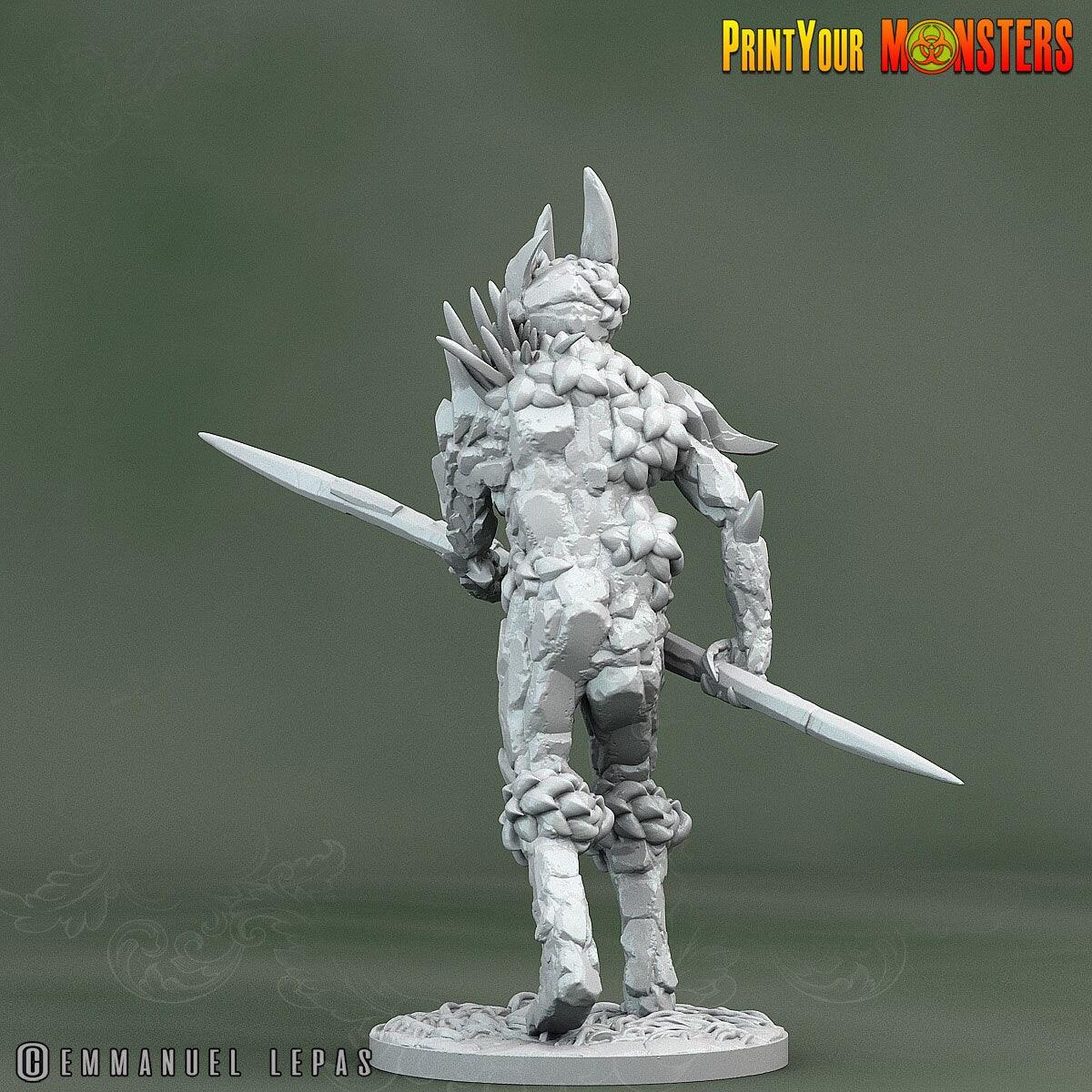 Rock Soldier with Lance Miniature | Print Your Monsters | Tabletop gaming | DnD Miniature | Dungeons and Dragons, DnD Warrior Fighter Monster - Plague Miniatures shop for DnD Miniatures