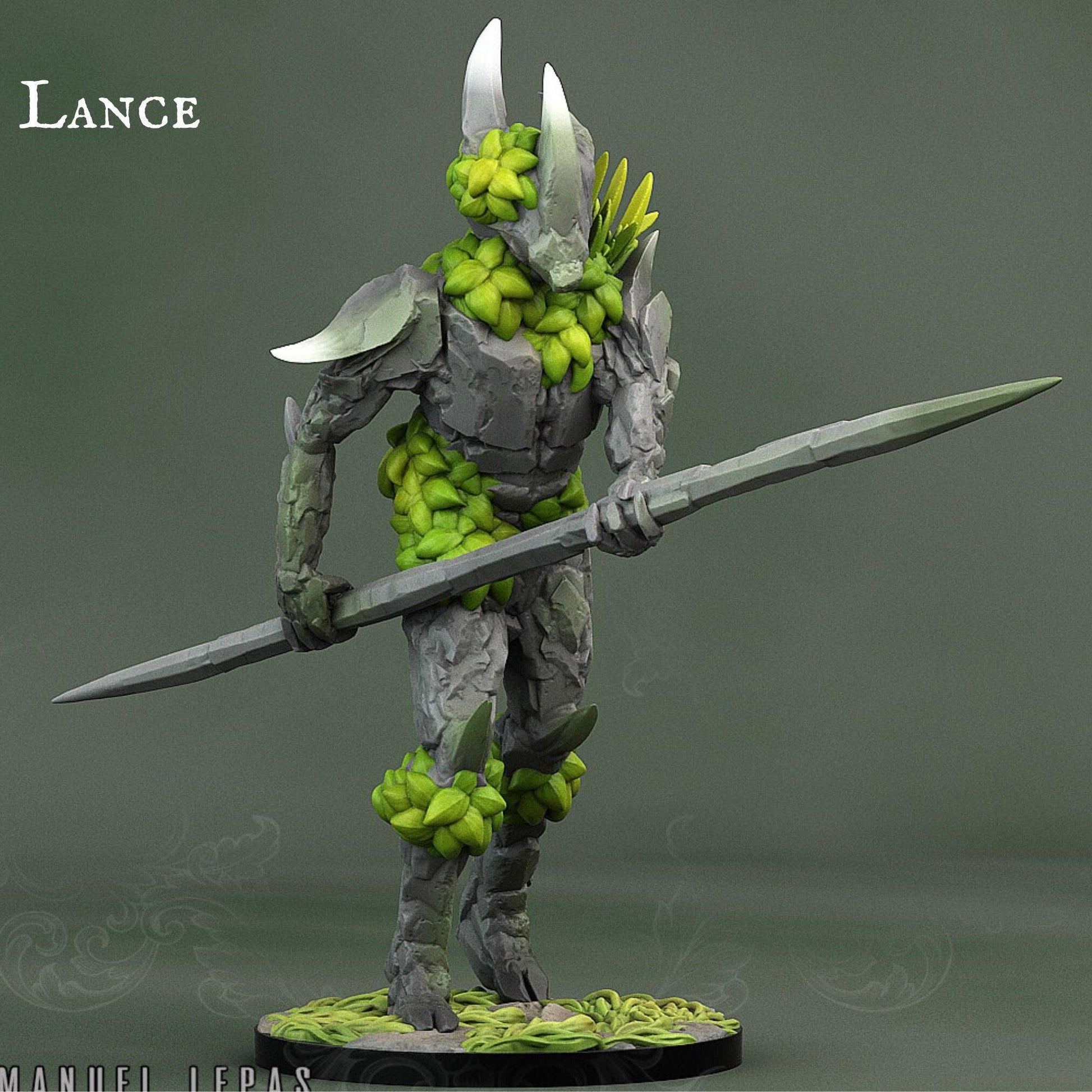 Rock Soldier with Lance Miniature | Print Your Monsters | Tabletop gaming | DnD Miniature | Dungeons and Dragons, DnD Warrior Fighter Monster - Plague Miniatures shop for DnD Miniatures