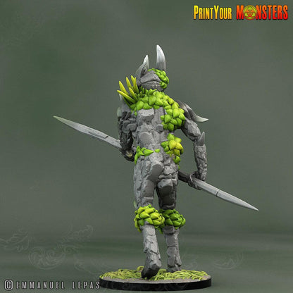 Rock Soldier with Lance Miniature | Stone Guardian Defender - Plague Miniatures