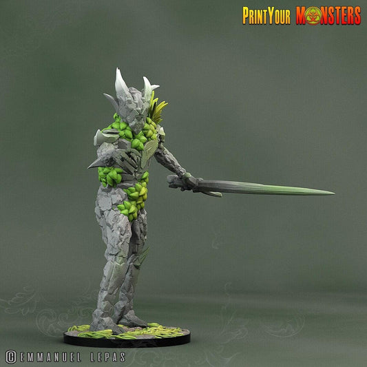 Rock Soldier with Sword Miniature | Stone Guardian Sentinel - Plague Miniatures