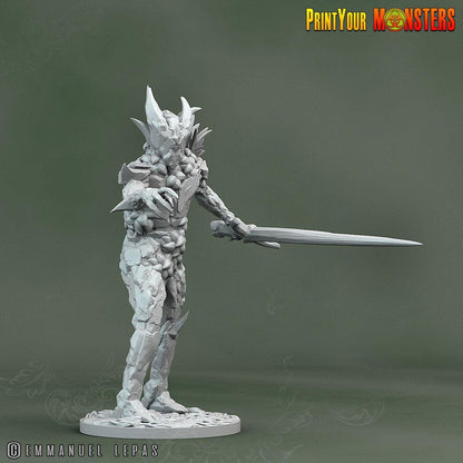 Rock Soldier with Sword Miniature | Stone Guardian Sentinel - Plague Miniatures