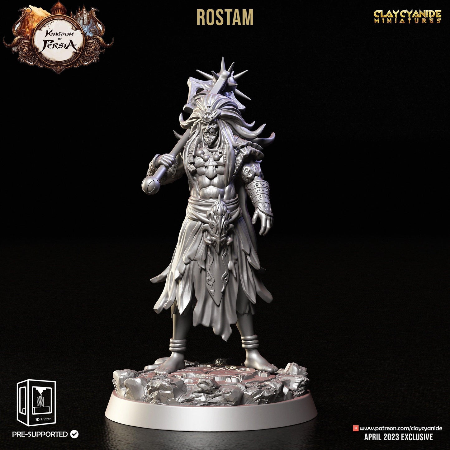 Rostam Miniature | Iranian Hero God Warrior for Tabletop Adventures | 32mm Scale - Plague Miniatures