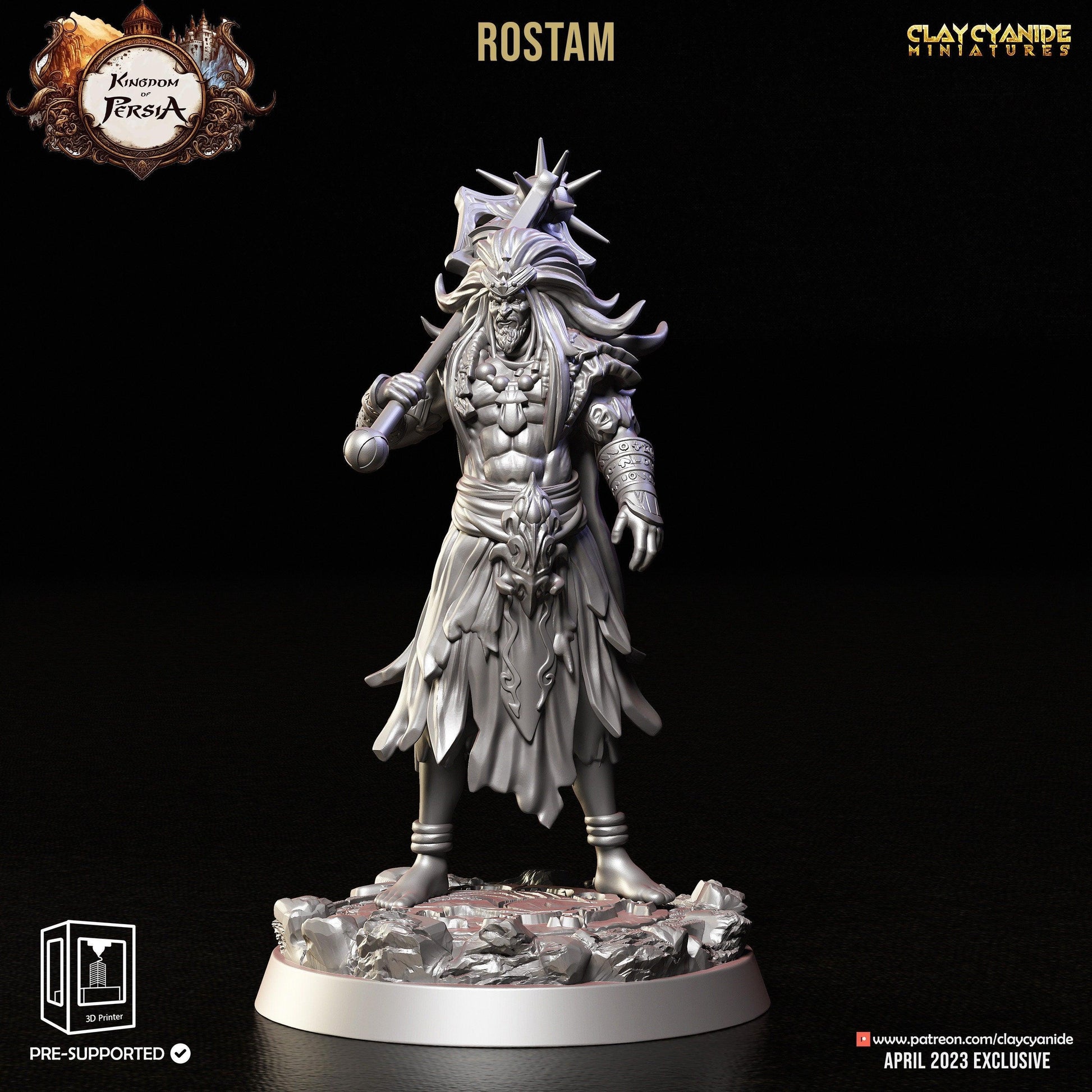 Rostam Miniature | Iranian Hero God Warrior for Tabletop Adventures | 32mm Scale - Plague Miniatures