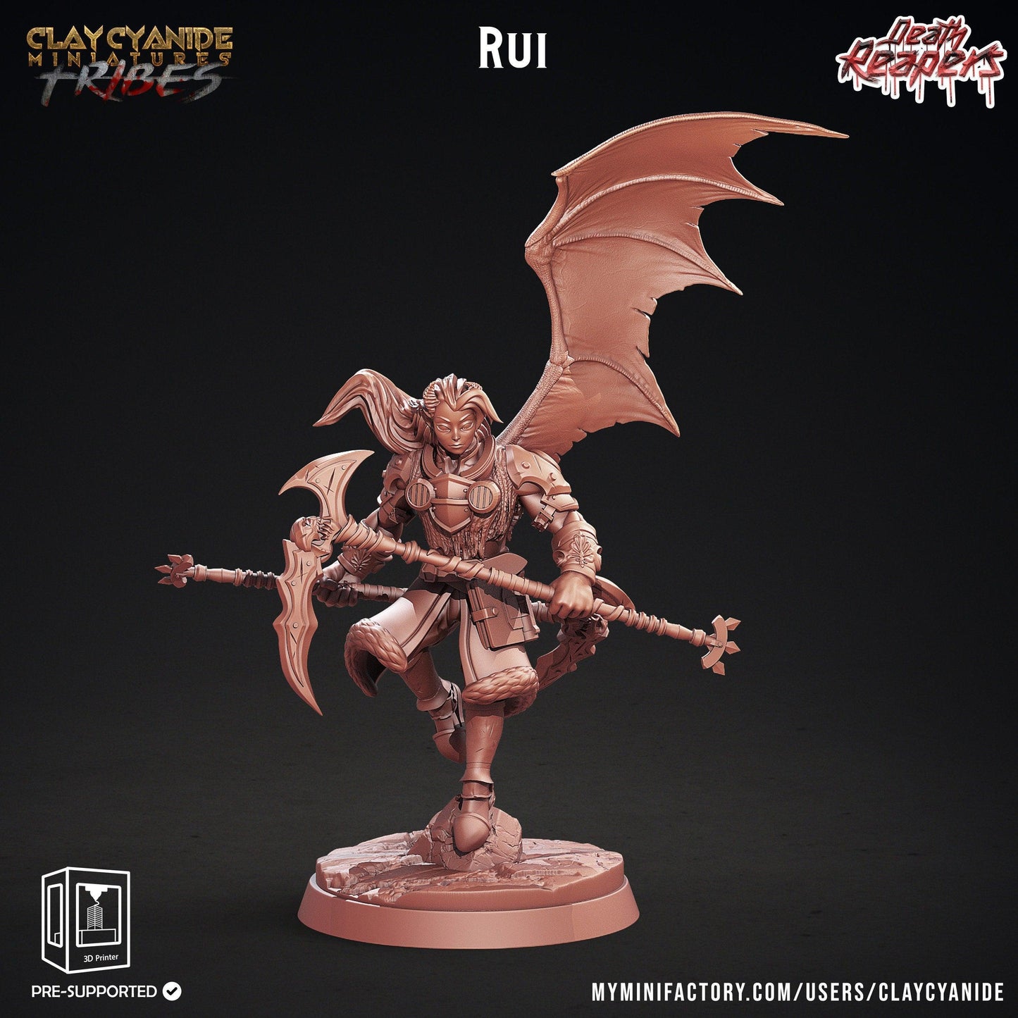 Rui Reaper Miniature | Sinister Female Executioner of Shadows for Dungeons and Dragons | 32mm Scale - Plague Miniatures