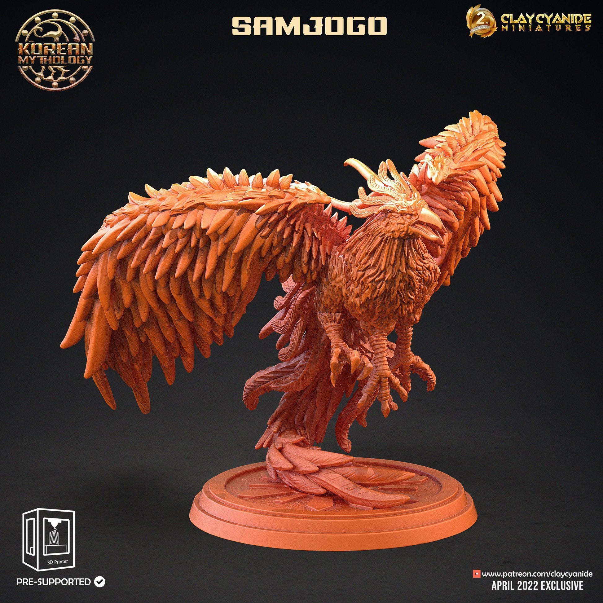 Samjogo Miniature | Mythical Three-Legged Crow from Korean Folklore for Tabletop RPGs | 32mm Scale - Plague Miniatures