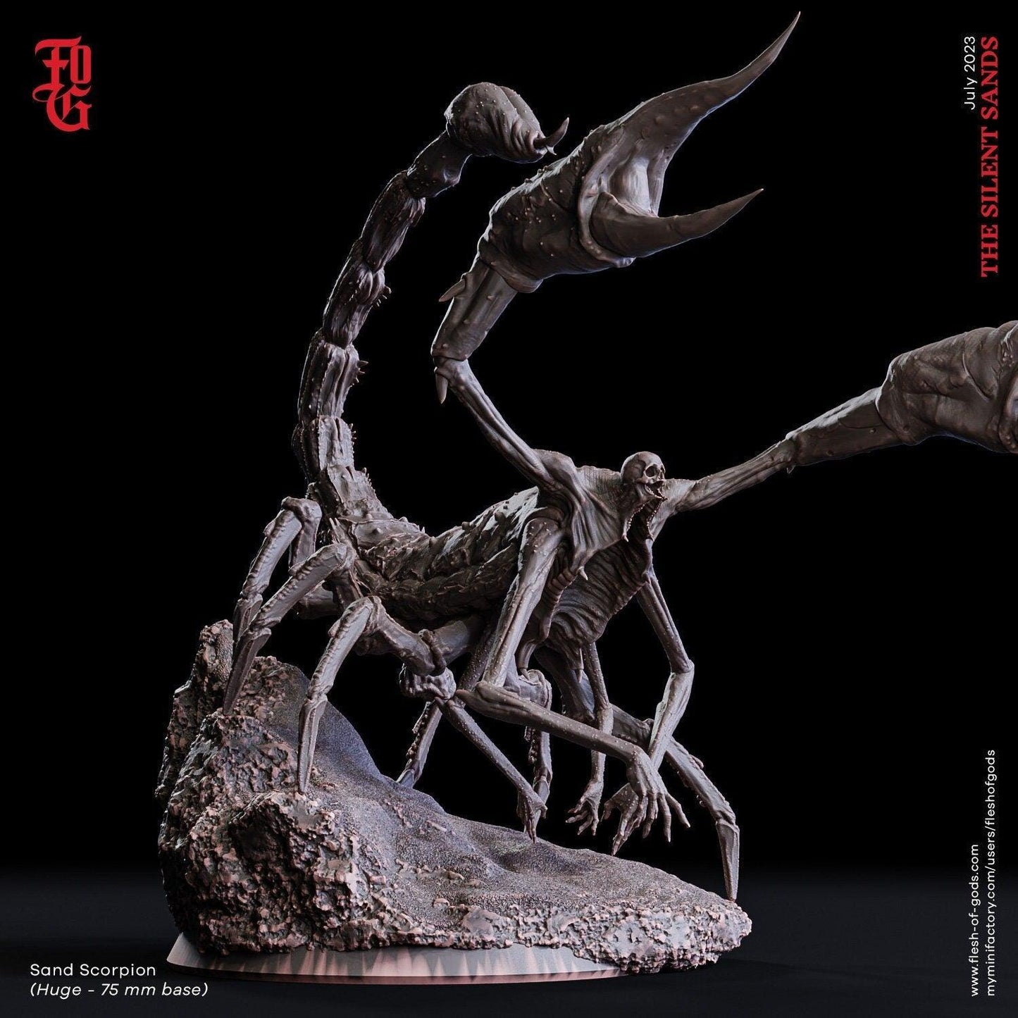 Sand Scorpion Miniature | Large Monstrous DnD Figure for Desert Adventures | 75mm Base - Plague Miniatures