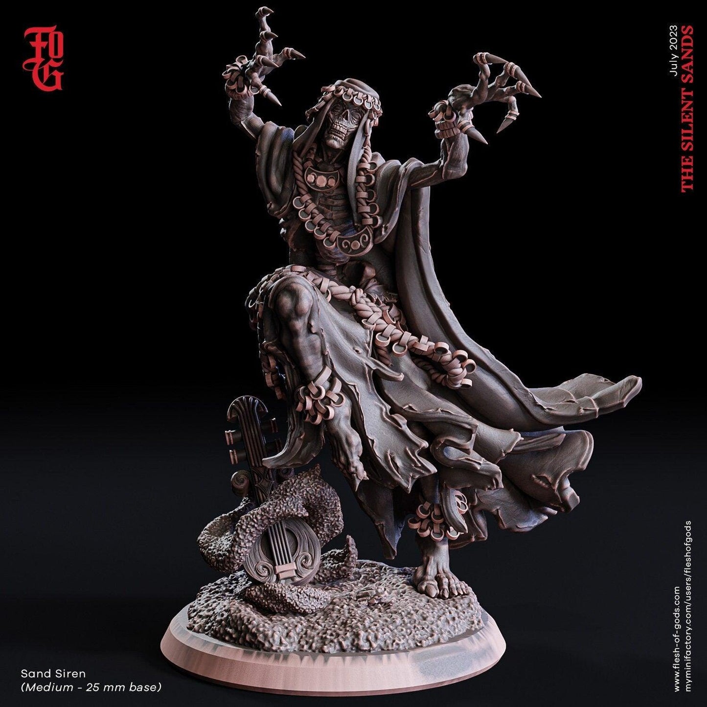 Sand Siren Miniature | Egyptian Undead Enchantment in DnD Desert Realms| 32mm Scale or 75mm Scale - Plague Miniatures shop for DnD Miniatures