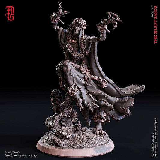 Sand Siren Miniature | Egyptian Undead Enchantment in DnD Desert Realms| 32mm Scale or 75mm Scale - Plague Miniatures