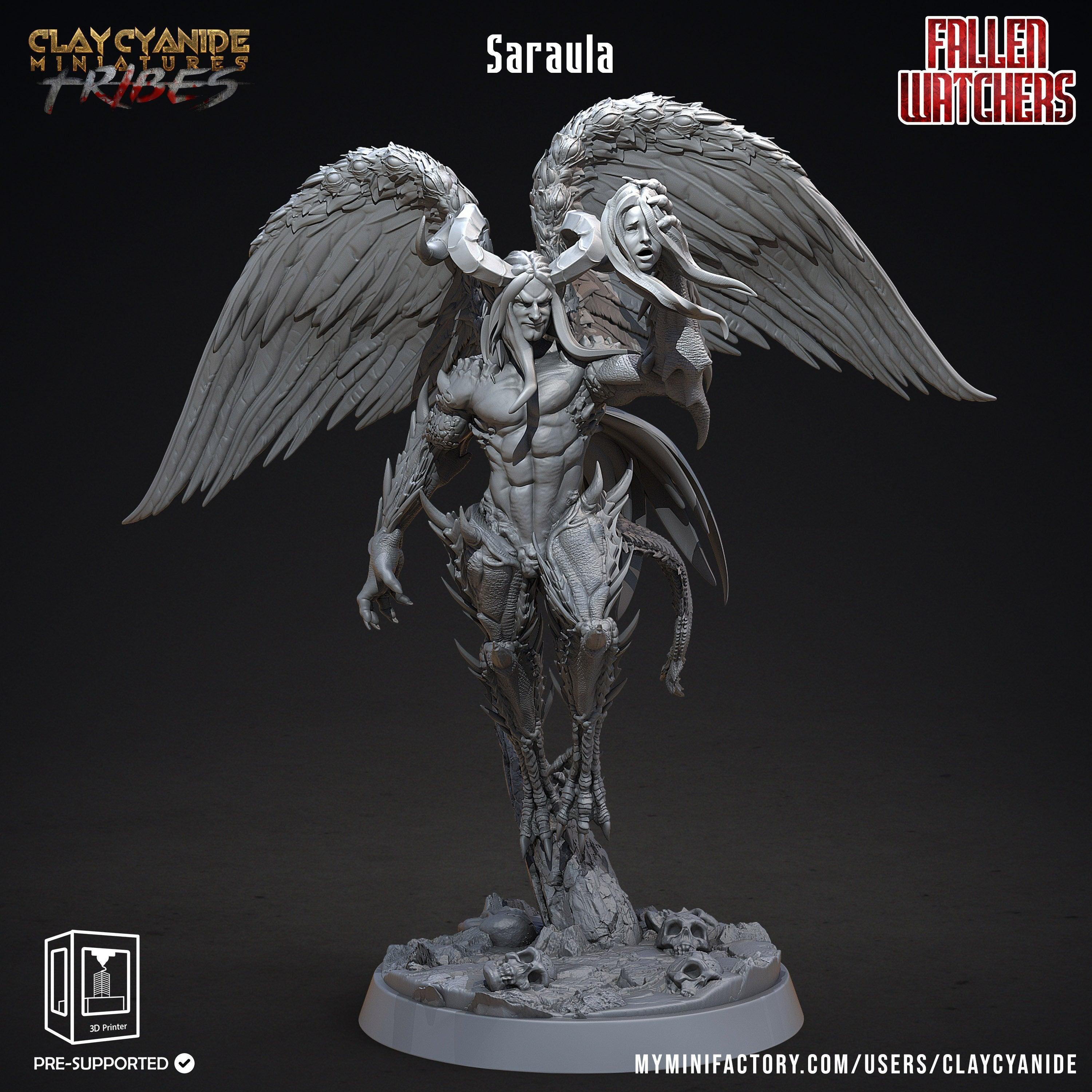 Small Spirit Ruler Saraula, Flying Demon Miniature | Winged Harbinger of Darkness | 32mm ...