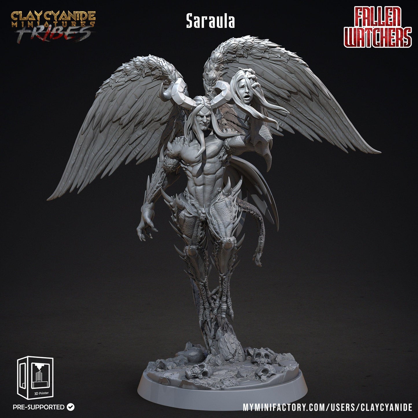 Saraula, Flying Demon Miniature | Winged Harbinger of Darkness | 32mm Scale - Plague Miniatures