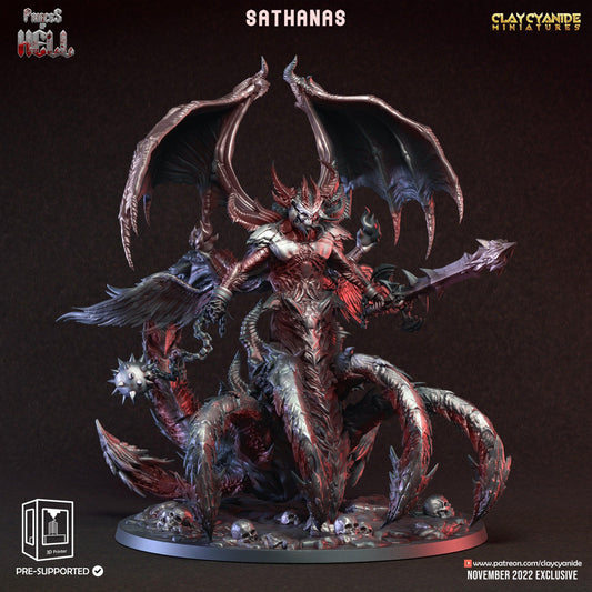 Sathanas Miniature | Winged Demon Overlord - Lord of Insectile Legions | 32mm Scale - Plague Miniatures