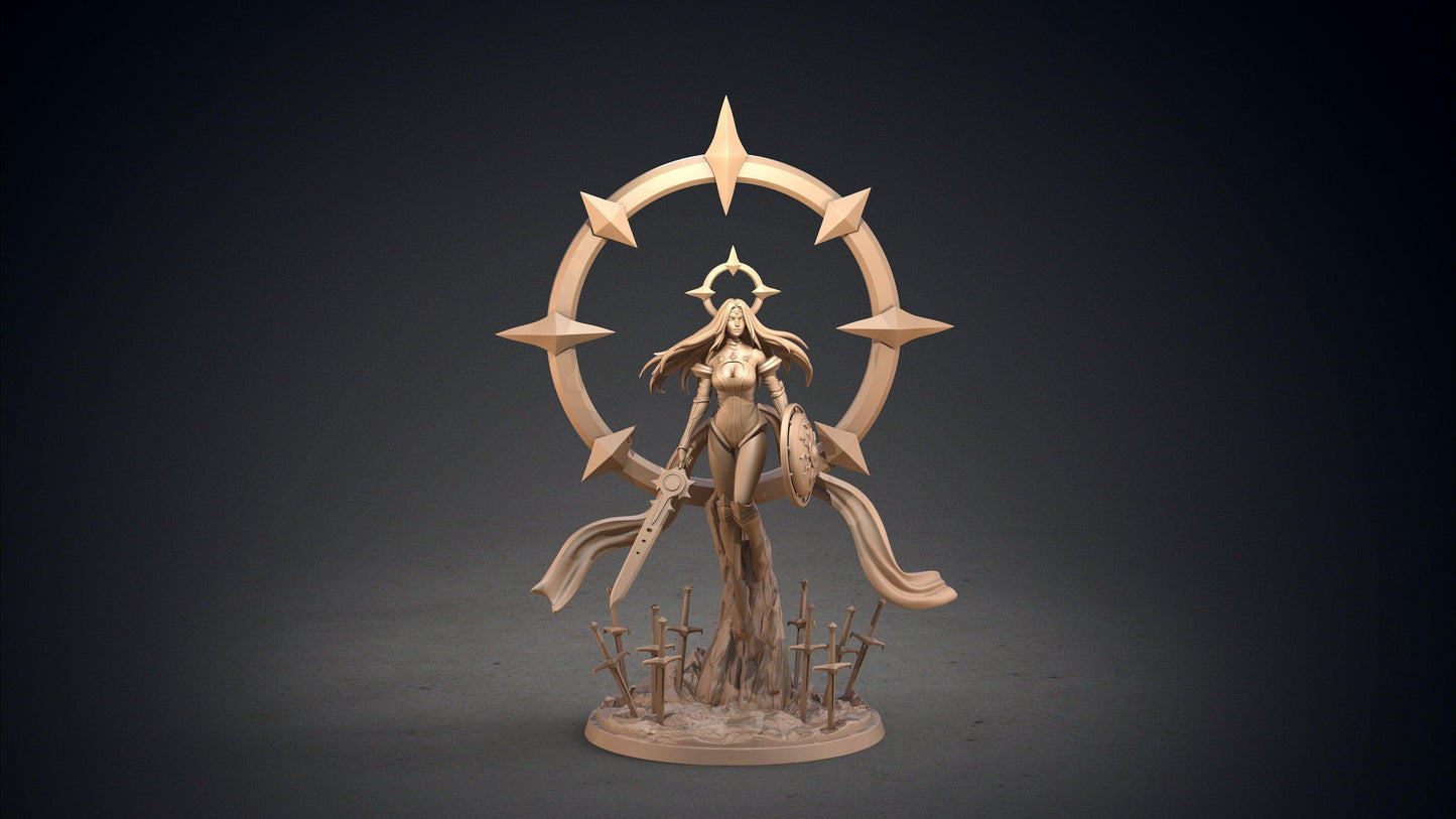 Saule Sun Goddess Miniature | Radiant Guardian of Life | 32mm Scale - Plague Miniatures