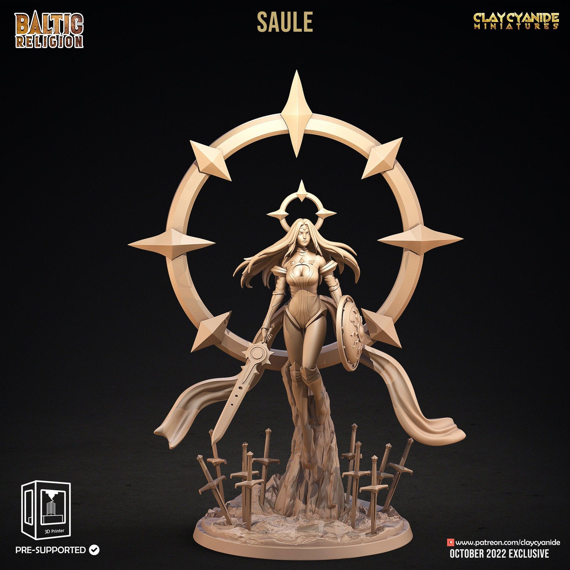 Saule Sun Goddess Miniature | Radiant Guardian of Life | 32mm Scale - Plague Miniatures
