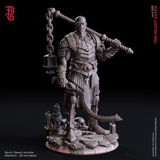 Savin, Desert Acolyte Miniature | Sandborn DnD Acolyte Figurine | 32mm Scale - Plague Miniatures