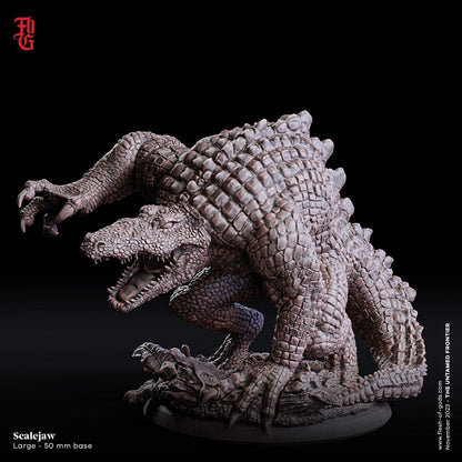 Scalejaw Crocodile Miniature | Monstrous Beast for Tabletop Gaming | 50mm Base - Plague Miniatures