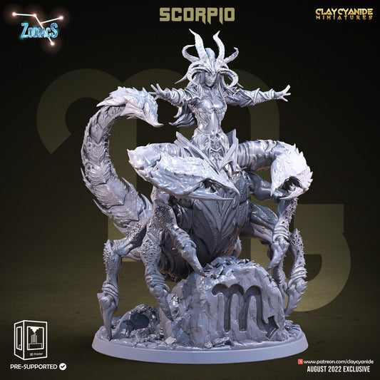 Scorpio Miniature | Clay Cyanide | Zodiac miniature | Tabletop Gaming | DnD Miniature | Dungeons and Dragons | zodiac gifts Scorpio decor - Plague Miniatures shop for DnD Miniatures