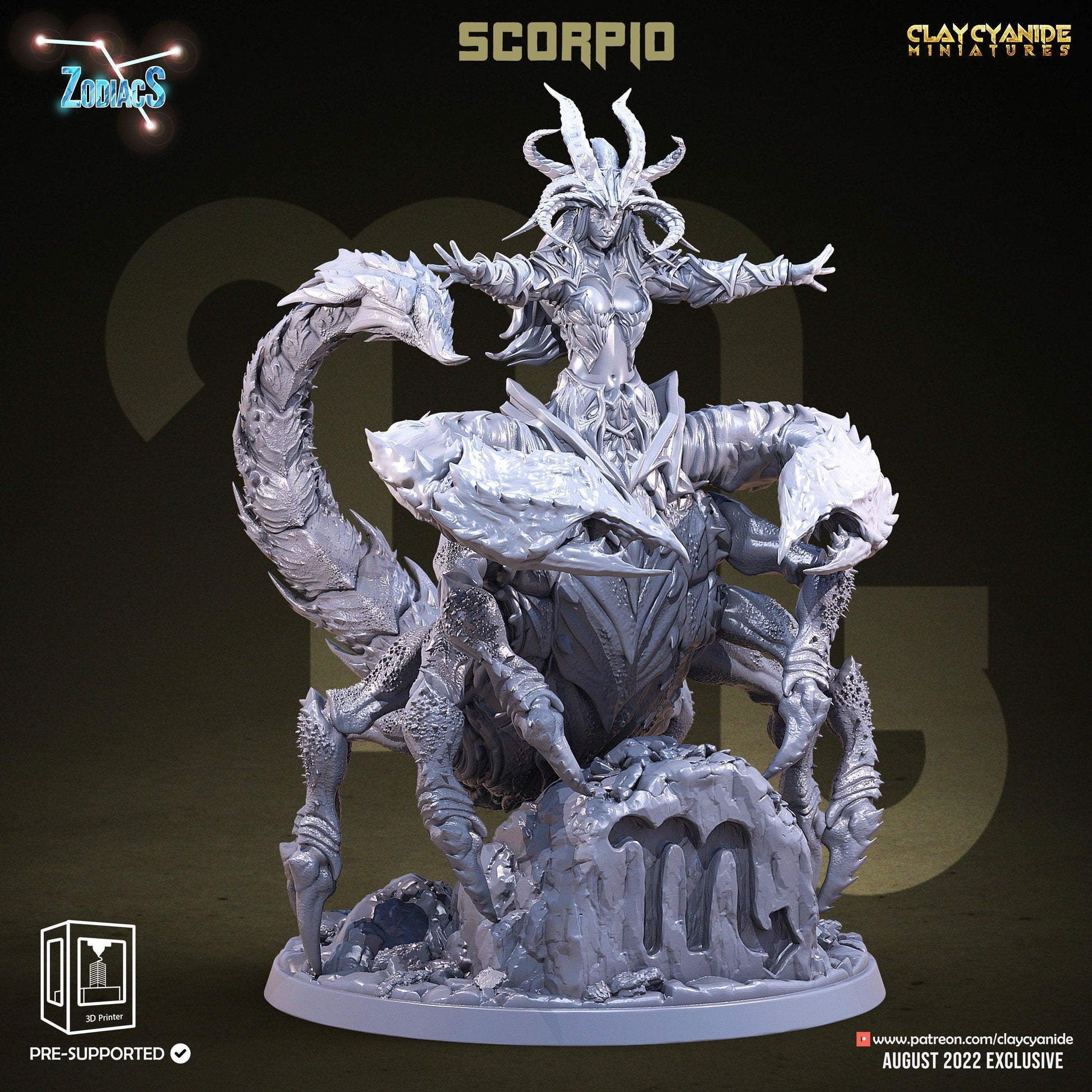 Scorpio Zodiac Miniature | Intense Water Sign for Tabletop Adventures | 32mm Scale - Plague Miniatures