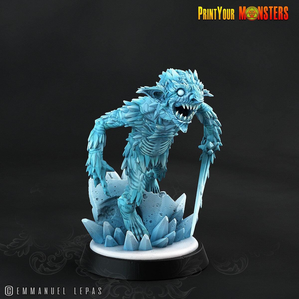 Screaming Ice Goblin Miniature | Frosty Harbingers of Everfrost Chaos - Plague Miniatures