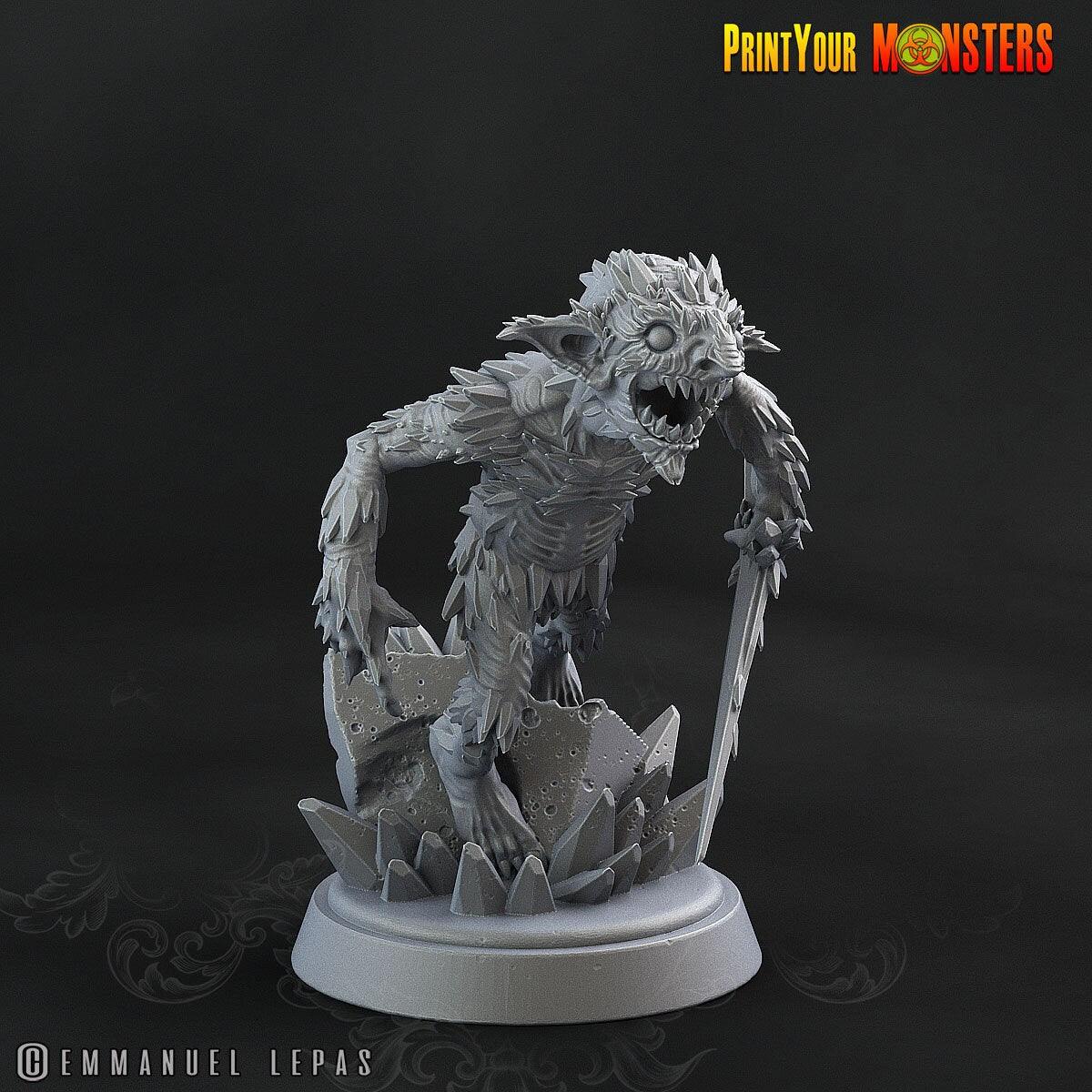 Screaming Ice Goblin Miniature | Frosty Harbingers of Everfrost Chaos - Plague Miniatures